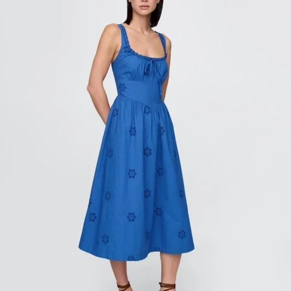 GAP | Dresses | Gap Eyelet Scoop Neck Dress Blue | Poshmark
